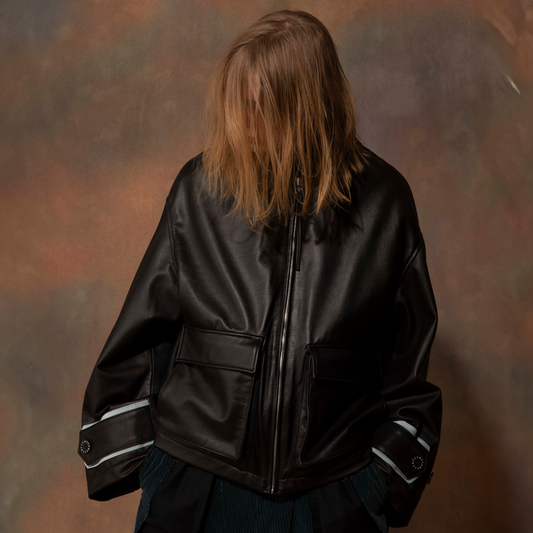 MUZE TURQUOISE LABEL - OVERSIZED LEATHER BLOUSON(BLACK)ミューズ オーバーサイズ ビッグ ブルソン レザー ブラック