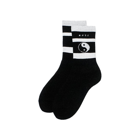 MUZE -【MUZE LOGO YIN-YANG SOX(BLACK × WHITE)】ミューズ ロゴ インヤン ソックス ブラック ホワイト