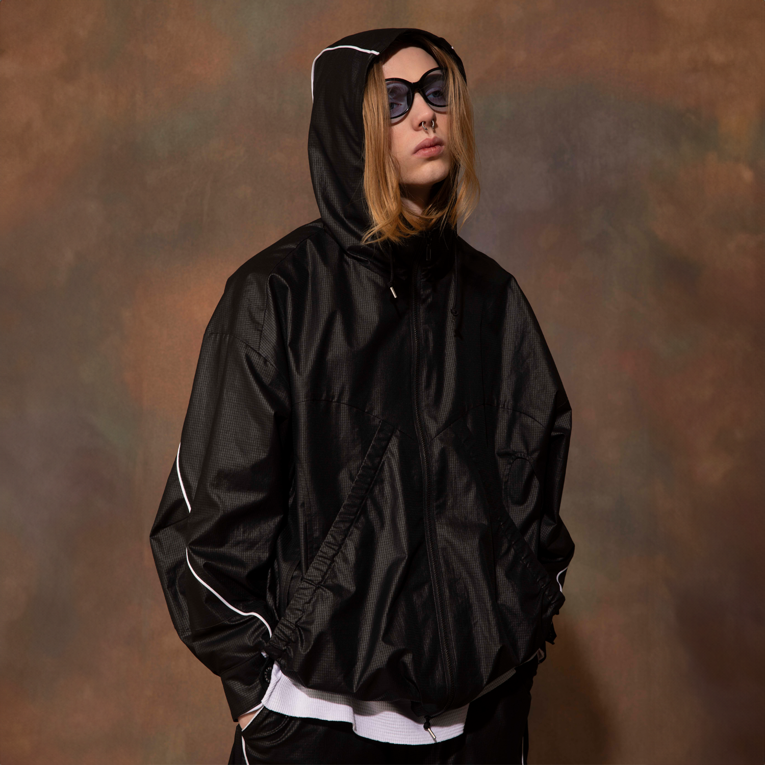 MUZE TURQUOISE LABEL - PIPING HOOD BLOUSON(BLACK) ミューズ MUZE TURQUOISE LABEL - PIPING HOOD BLOUSON(BLACK) ミューズ