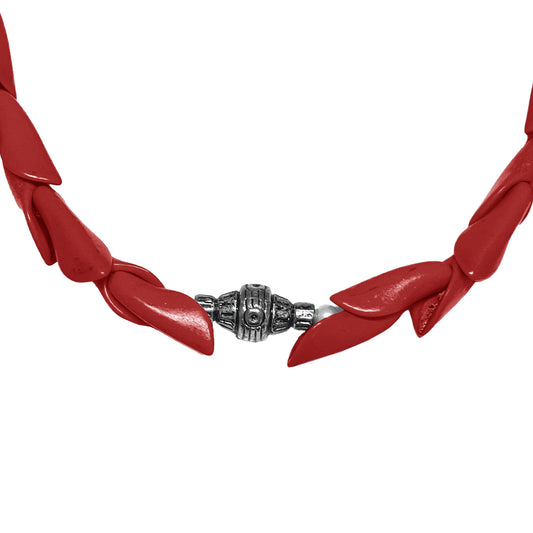 GARA -【FISH BONE NECKLACE(RED)】ガラ ビーズ ネックレス ターコイズ レッド