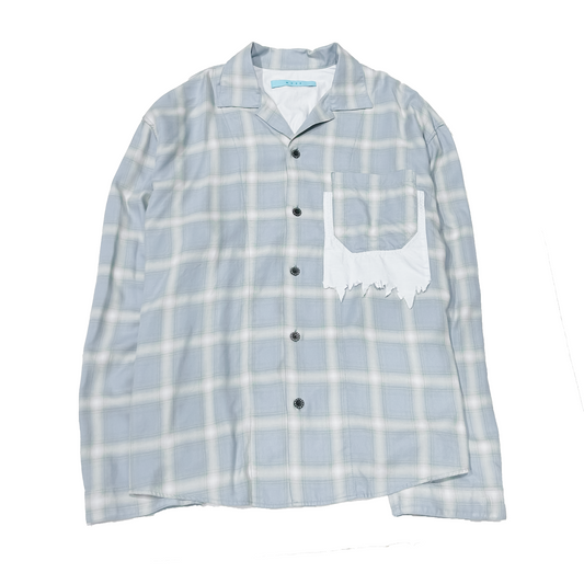 MUZE TURQUOISE LABEL -【RAYON OMBRE CHECK SHIRT(BLUE)】ミューズ レーヨン オンブル チェック シャツ ブルー