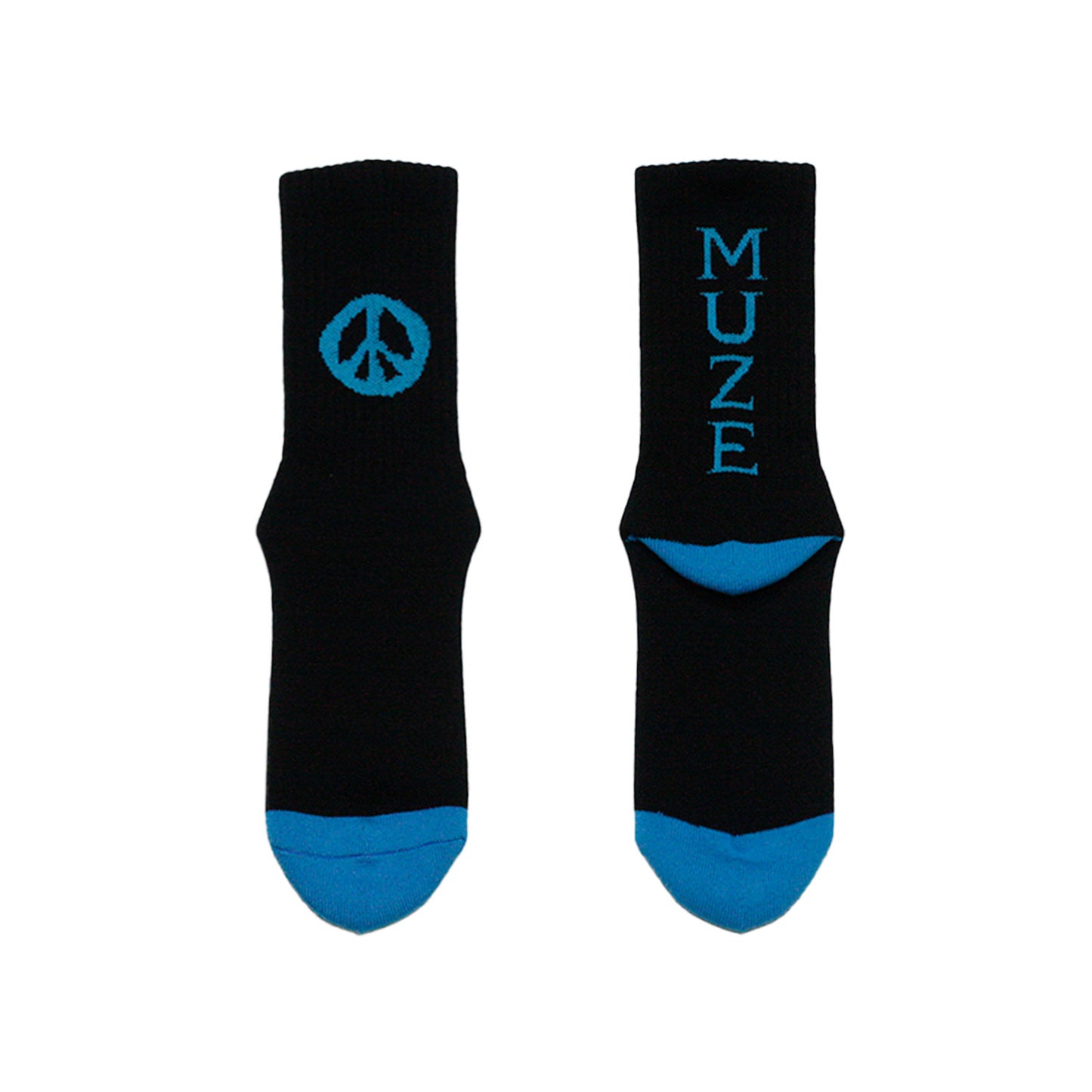 MUZE -【MUZE LOGO PEACE SOX(BLACK × TURQUOISE)】ミューズ ロゴ ピース ソックス ブラック ターコイズ