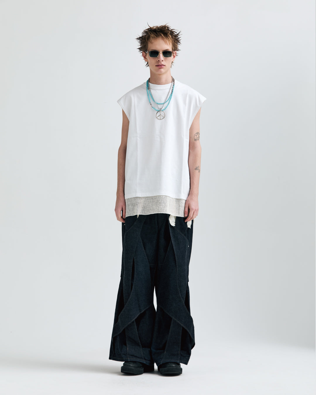 MUZE®︎ TURQUOISE LABEL -【RIDGED DENIM CROSS WIDE TROUSERS(INDIGO