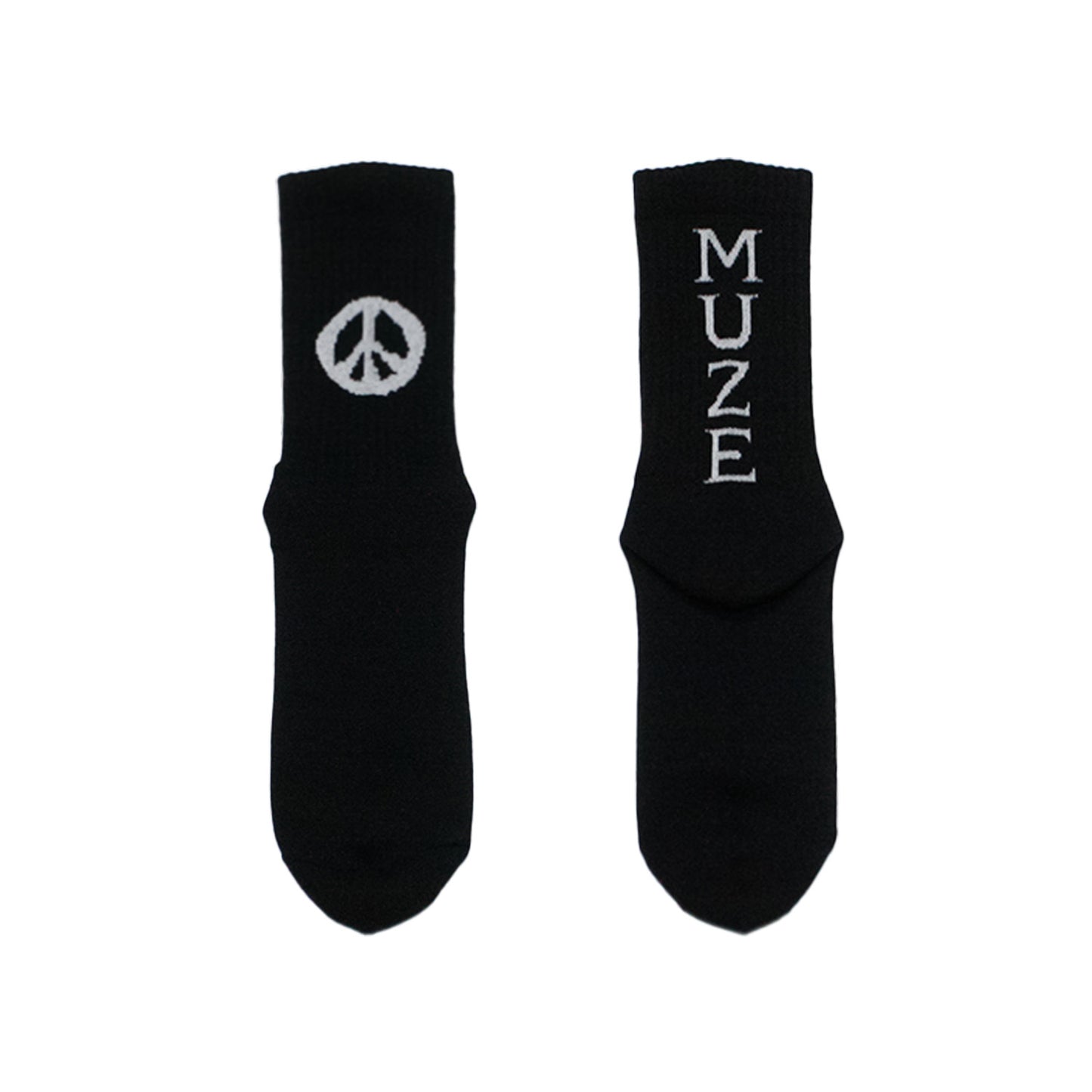 MUZE -【MUZE LOGO PEACE SOX(BLACK × WHITE)】ミューズ ロゴ ピース ソックス ブラック ホワイト