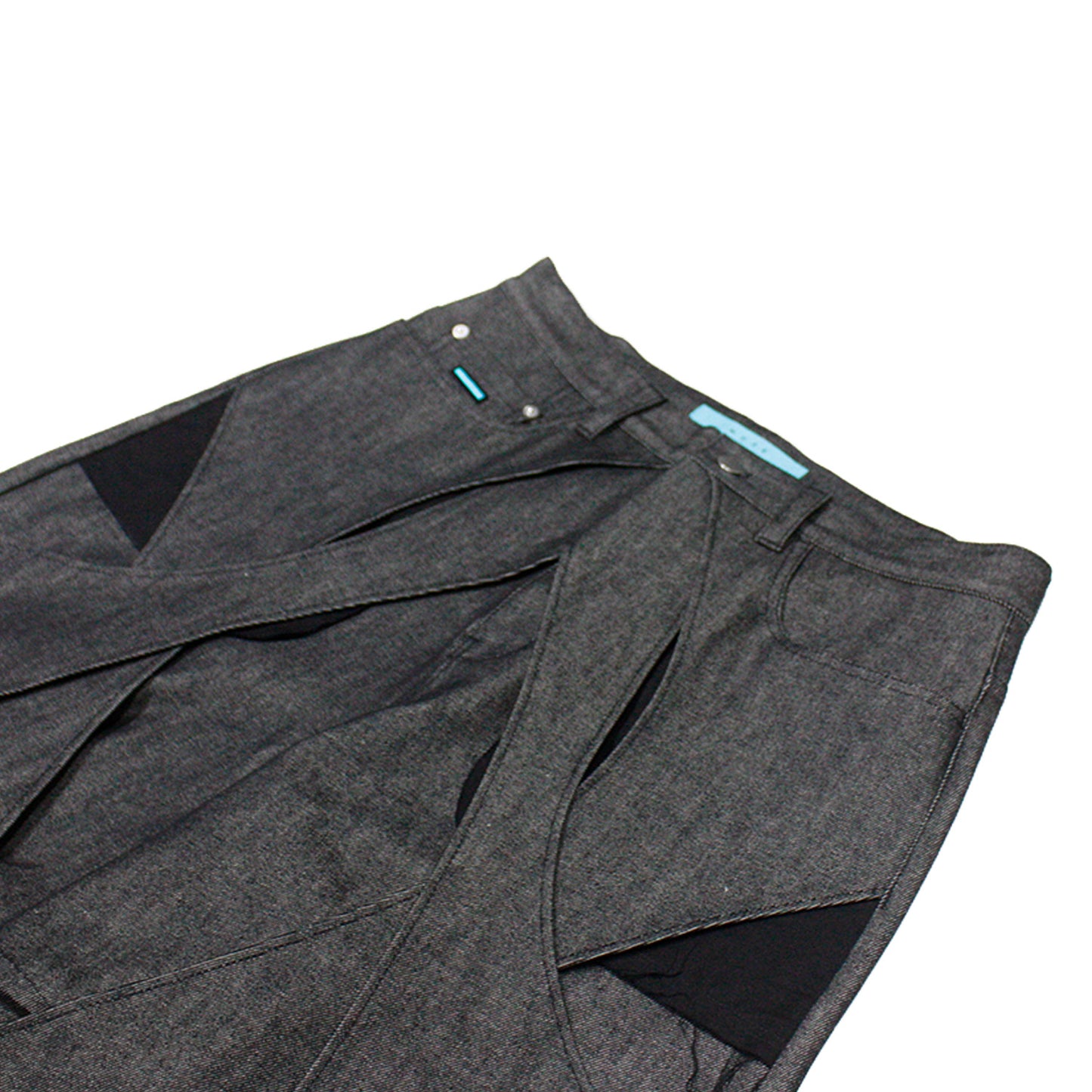 MUZE®︎ TURQUOISE LABEL -【RIDGED DENIM CROSS WIDE TROUSERS(BLACK×WHITE)】ミューズ リジッド デニム クロス ワイド トラウザー ブラック ホワイト