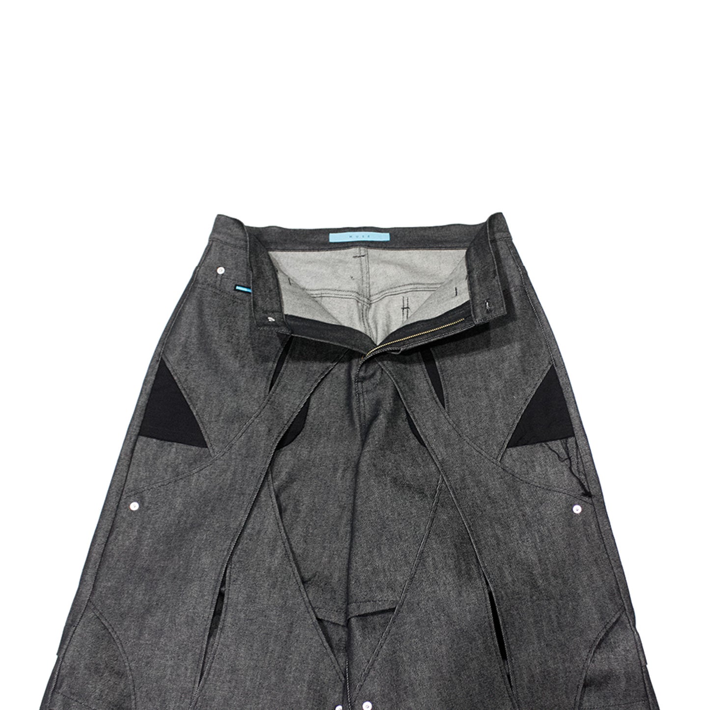 MUZE®︎ TURQUOISE LABEL -【RIDGED DENIM CROSS WIDE TROUSERS(BLACK×WHITE)】ミューズ リジッド デニム クロス ワイド トラウザー ブラック ホワイト