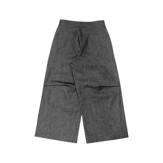 MUZE®︎ TURQUOISE LABEL -【RIDGED DENIM CROSS WIDE TROUSERS(BLACK×WHITE)】ミューズ リジッド デニム クロス ワイド トラウザー ブラック ホワイト