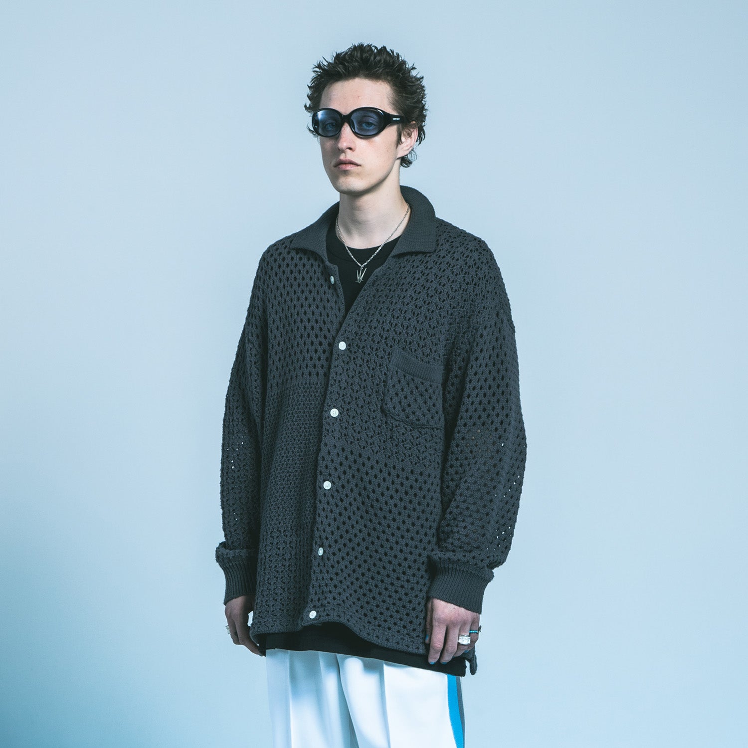 MUZE TURQUOISE LABEL × FACCIES - REC MESH PW LS SH(CHACOAL