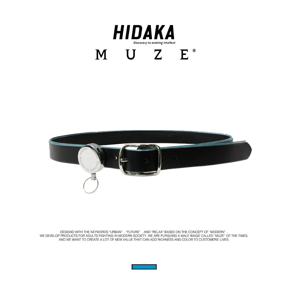 MUZE Turquoise label - × Hidaka Reel Key BELT(BLACK×TURQUOISE) ミューズ ヒダカ ベルト ブラック×ターコイズ