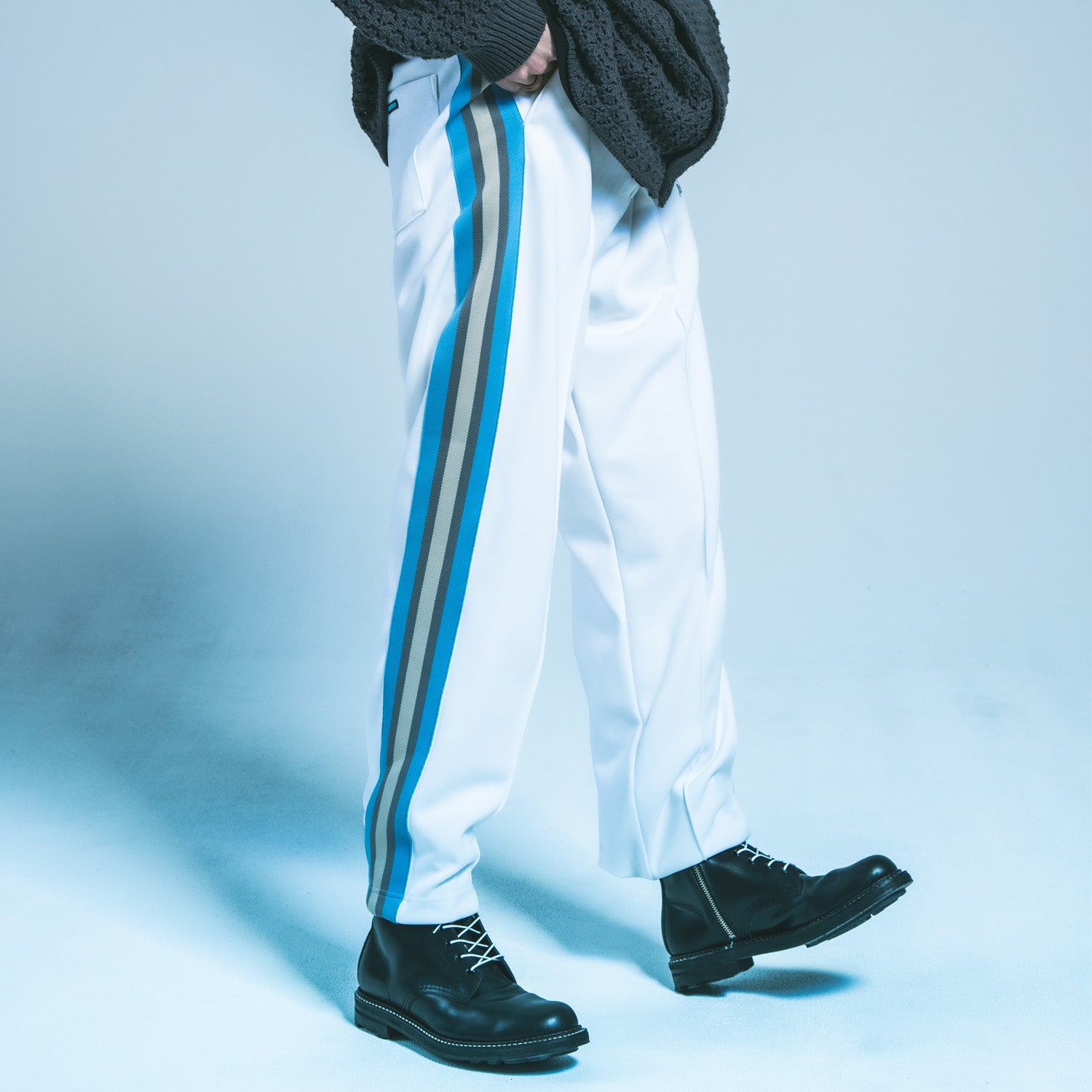 MUZE TURQUOISE LABEL - TRACK JERSEY PANTS(WHITE×TURQUOISE LINE