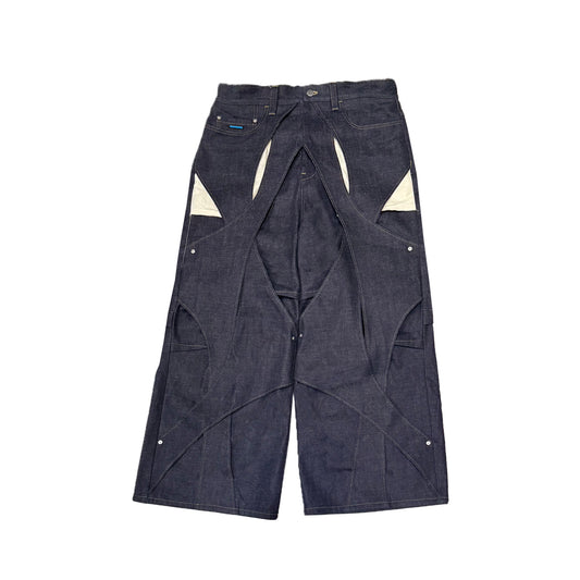 MUZE®︎ TURQUOISE LABEL -【RIDGED DENIM CROSS WIDE TROUSERS(INDIGO)】ミューズ リジッド デニム クロス ワイド トラウザー インディゴ