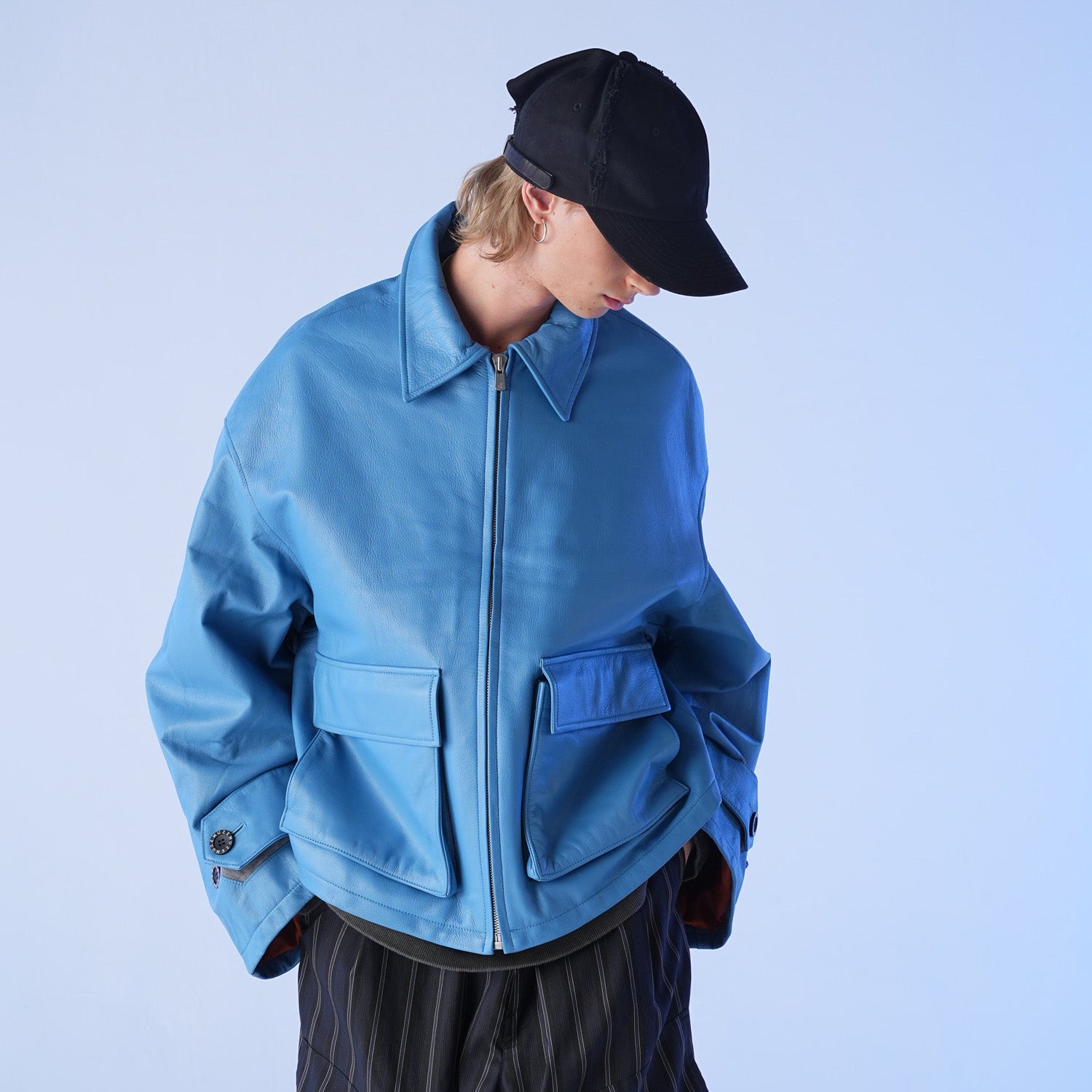 MUZE TURQUOISE LABEL - OVERSIZED LEATHER BLOUSON(TURQUOISE)ミューズ オーバーサイズ ビッグ  ブルソン レザー ターコイズ