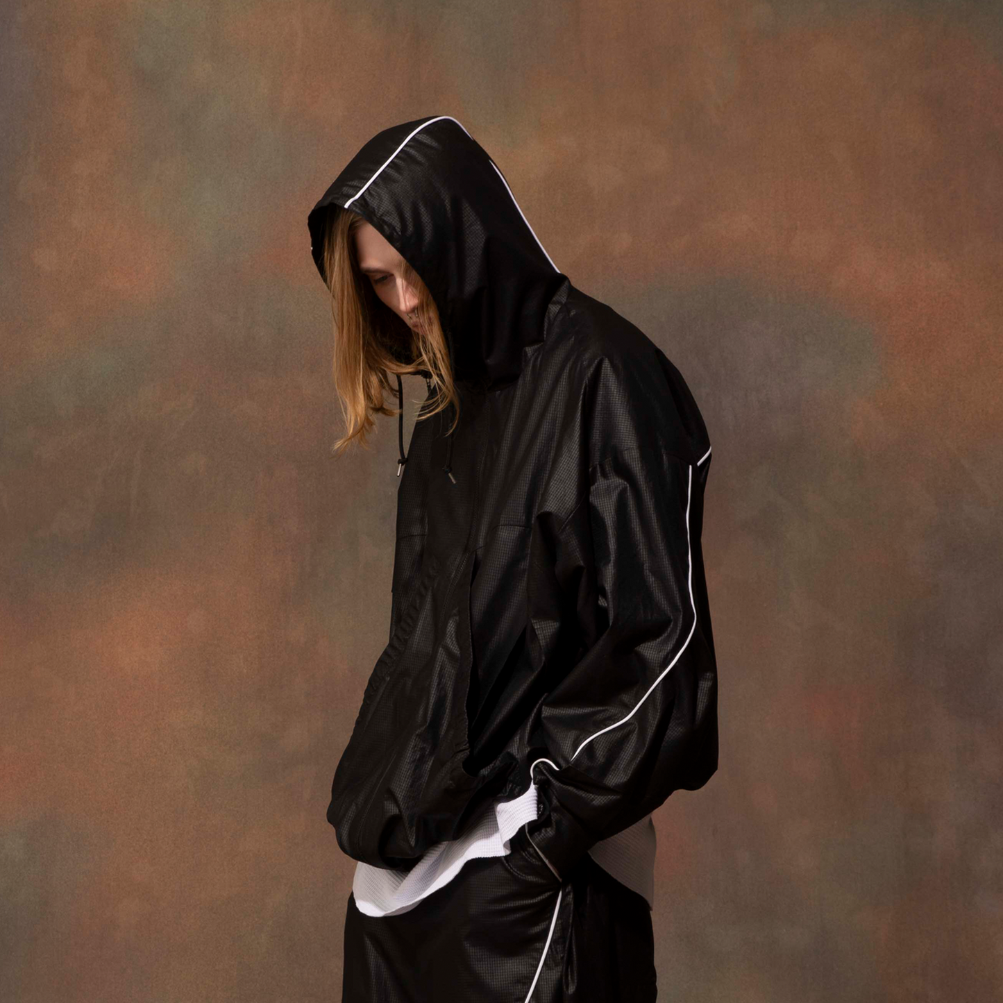 MUZE TURQUOISE LABEL - PIPING HOOD BLOUSON(BLACK) ミューズ MUZE TURQUOISE LABEL - PIPING HOOD BLOUSON(BLACK) ミューズ