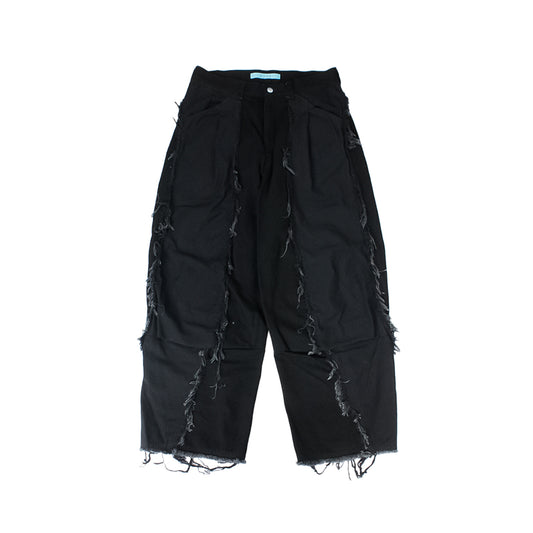 MUZE TURQUOISE LABEL - SWITCHING DENIM CARVE PANTS(BLACK)ミューズ 切り替え デニム パンツ ブラック