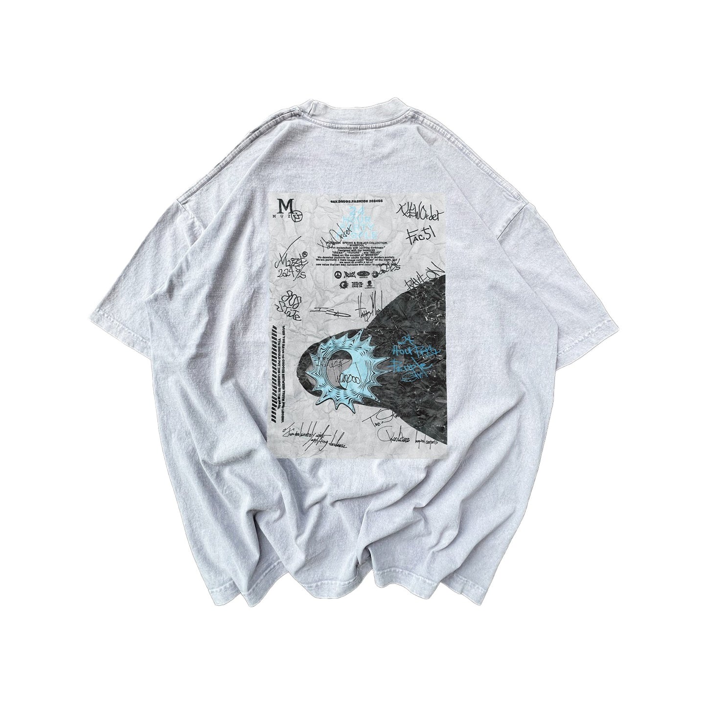 MUZE BLACK LABEL -【MUZE 24HOUR PARTY PEOPLE MINERAL WASH T-SH(ICE GRAY)】ミューズ ミネラル ウォッシュ Tシャツ アイス グレー