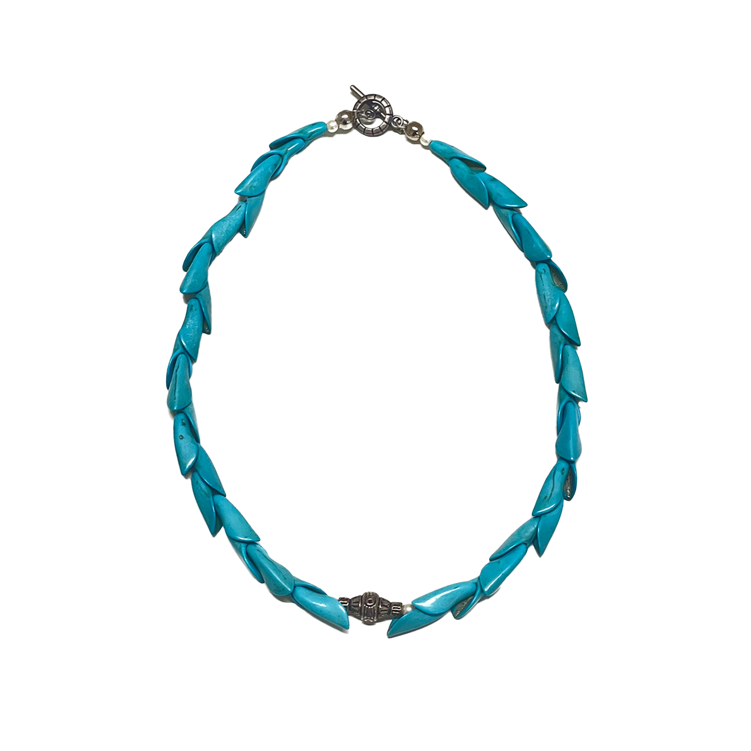 GARA -【FISH BONE NECKLACE(SAX)】ガラ ビーズ ネックレス ターコイズ サックス – MUZE TOKYO