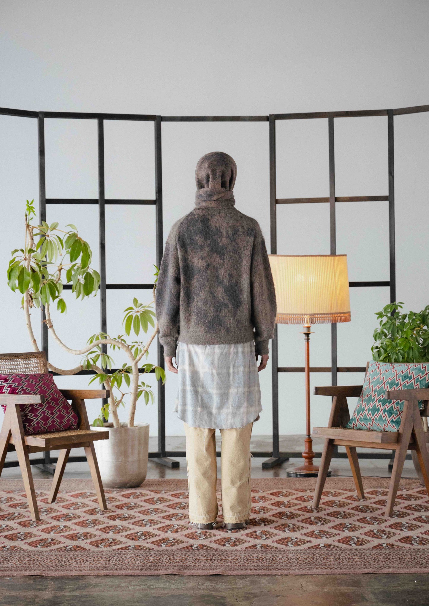 FACCIES - RUSTY JACQUARD MOHAIR KNIT STOLE(BROWN) ファッチーズ ジャガード モヘア ニット ストール ブラウン