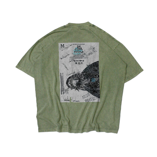 MUZE BLACK LABEL -【MUZE 24HOUR PARTY PEOPLE MINERAL WASH T-SH(MATCHA)】ミューズ ミネラル ウォッシュ Tシャツ マッチャ グリーン