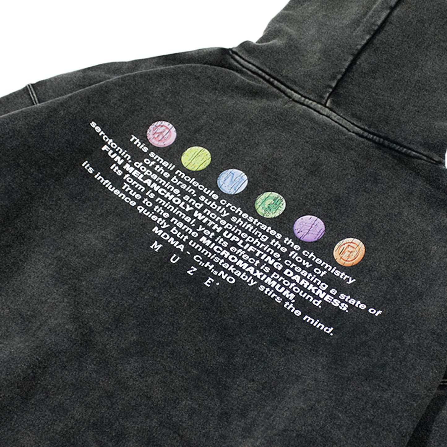 MUZE®︎ TURQUOISE LABEL -【MUZE®︎ MICROMAXIMUM TABLET STONE BIOBLEACH WIDE SWEAT HOODIE】ミューズ マイクロマキシマム タブレット ストーン バイオブリーチ ワイド スウェット フーディ