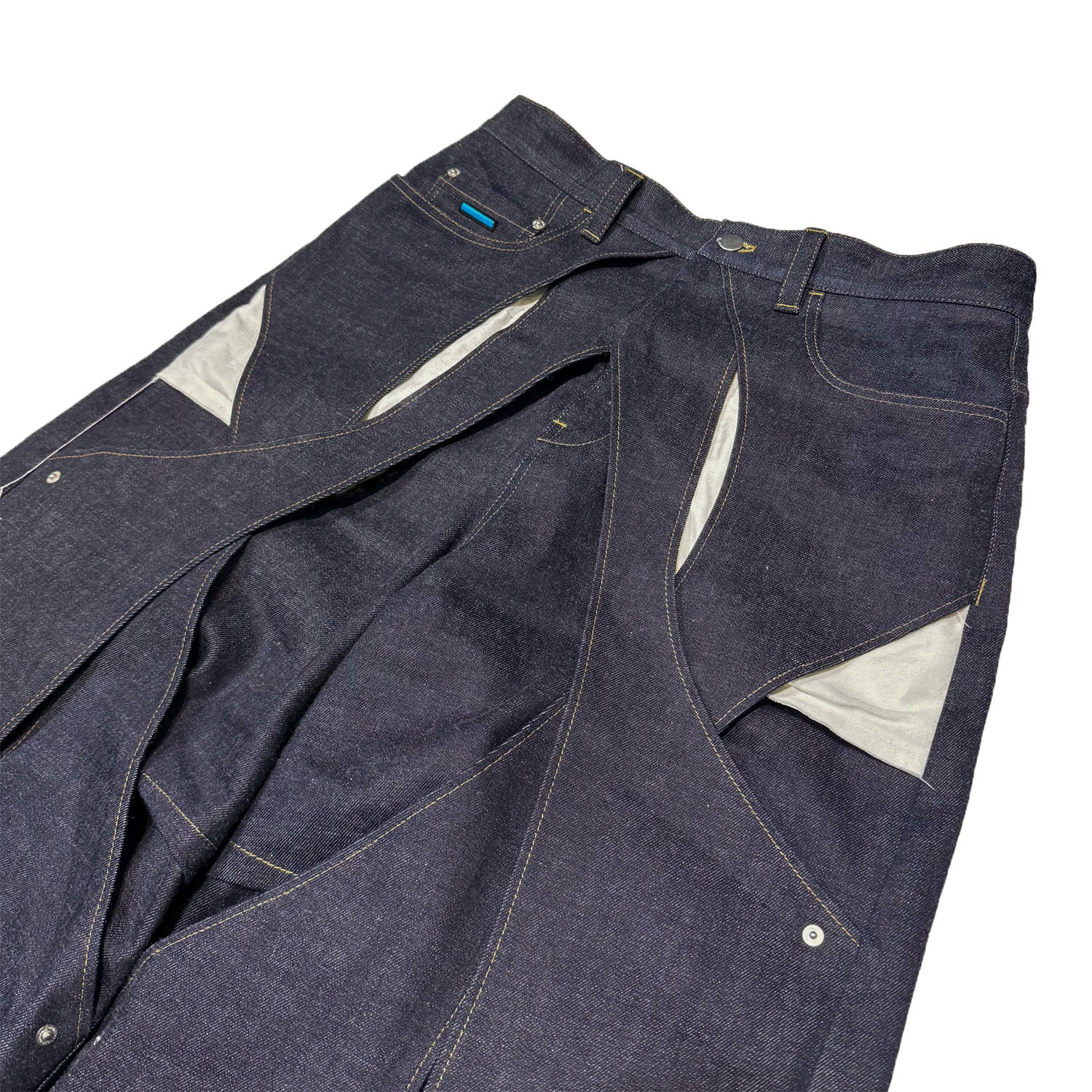 MUZE デニムスラックス MUZE®︎ TURQUOISE LABEL -【RIDGED DENIM CROSS WIDE TROUSERS(INDIGO