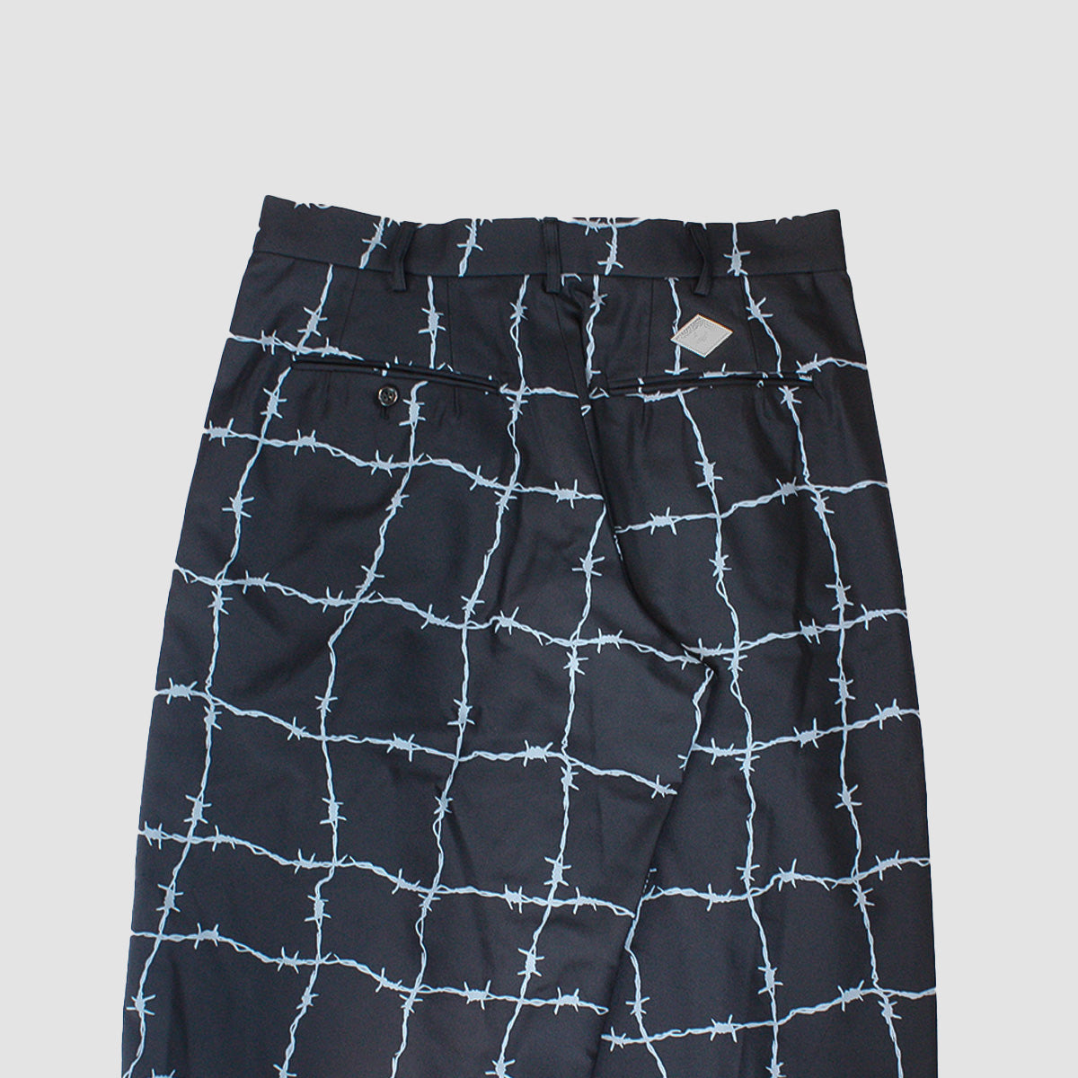 MUZE TURQUOISE LABEL - ×el conductorH WIRE CHECK WIDE TROUSERS(TOUGH BLACK POLYESTER)(BLACK)