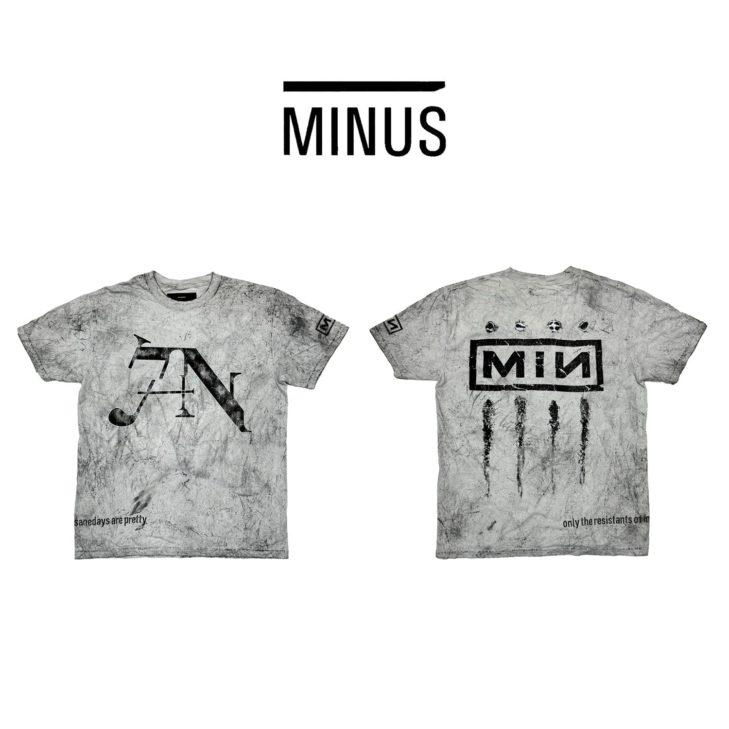 MINUS -【BOOTLEG TEE(CHAOS001)SPLASH DYED】マイナス グラフィック Tシャツ スプラッシュダイ