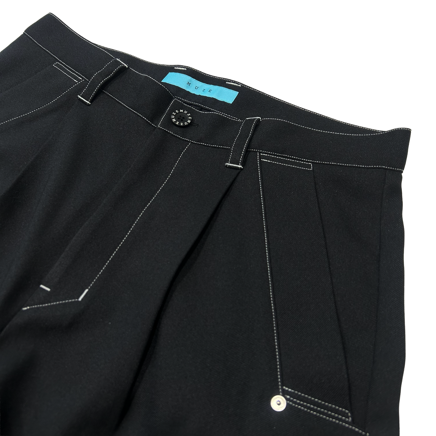 MUZE TURQUOISE LABEL -【LESS IS MORE WIDE PANTS (BLACK×WHITE）】ミューズ レスイズモアワイドパンツ ブラック ホワイト