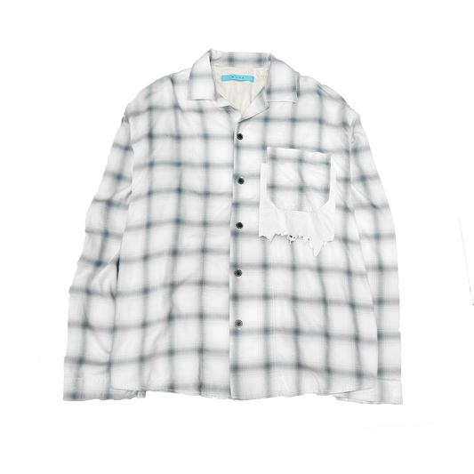 MUZE TURQUOISE LABEL -【RAYON OMBRE CHECK SHIRT(WHITE)】ミューズ レーヨン オンブル チェック シャツ ホワイト