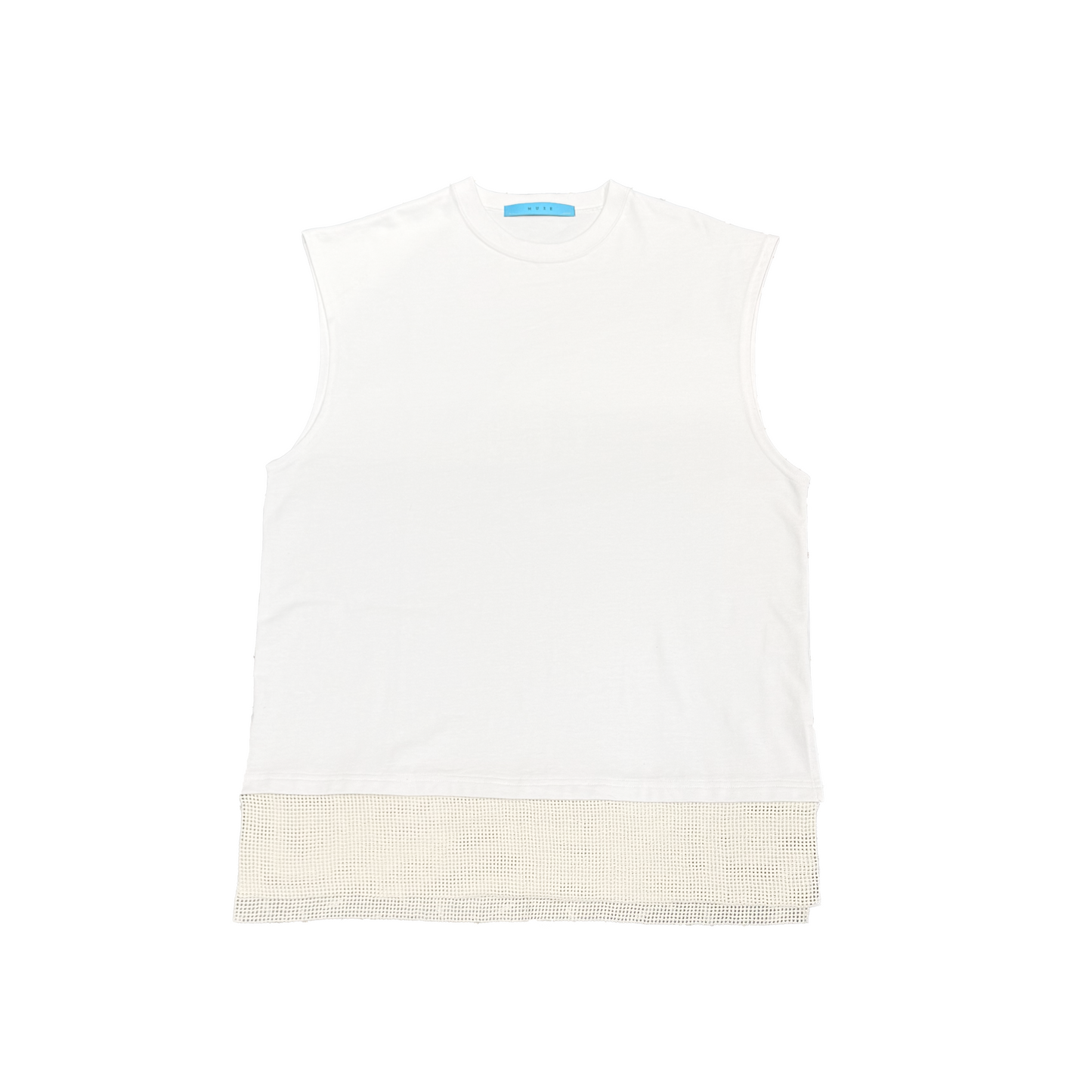 MUZE TURQUOISE LABEL -【MESH LAYERED NO SLEEVE(ホワイト)】ミューズ メッシュ レイヤード ノースリーブ ホワイト