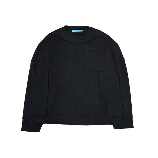 MUZE TURQUOISE LABEL -【MESH DOCKING SWEAT PO(BLACK)】ミューズ メッシュドッキング スウェット プルオーバー ブラック