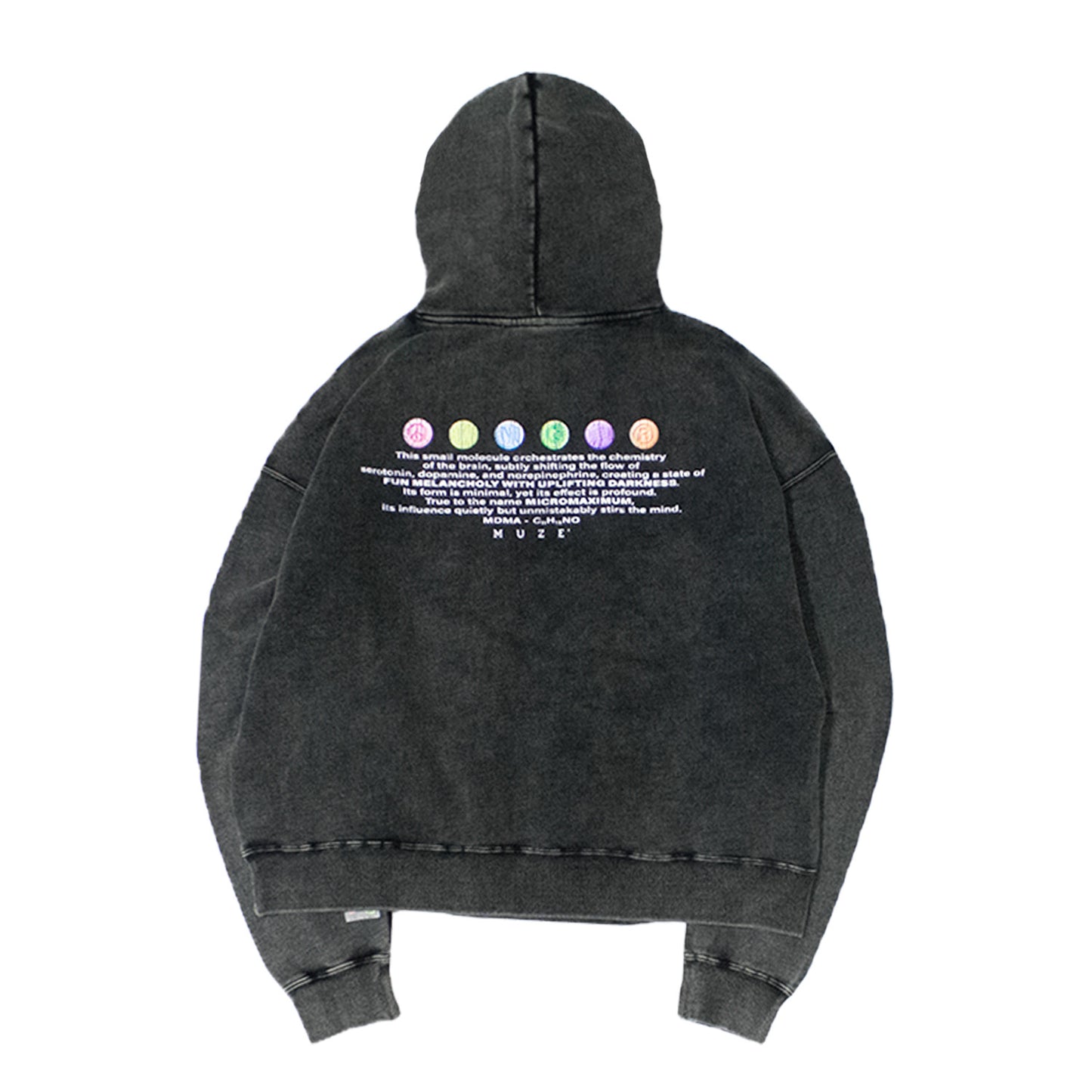 MUZE®︎ TURQUOISE LABEL -【MUZE®︎ MICROMAXIMUM TABLET STONE BIOBLEACH WIDE SWEAT HOODIE】ミューズ マイクロマキシマム タブレット ストーン バイオブリーチ ワイド スウェット フーディ