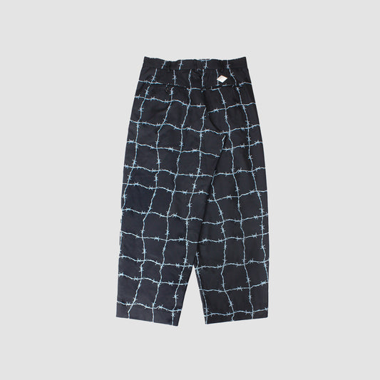 MUZE TURQUOISE LABEL - ×el conductorH WIRE CHECK WIDE TROUSERS(TOUGH BLACK POLYESTER)(BLACK)