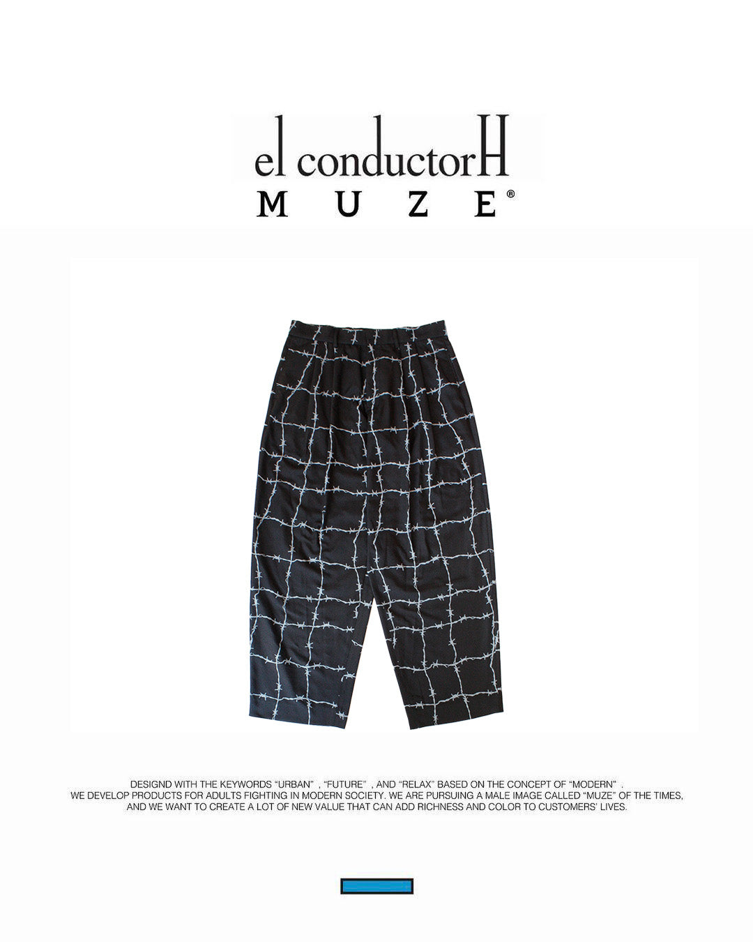 MUZE TURQUOISE LABEL - ×el conductorH WIRE CHECK WIDE TROUSERS(TOUGH B –  MUZE TOKYO