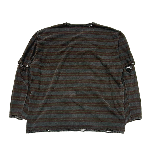 FACCIES -【Vintage Border Detachable sleeves LS (Damage)(BLACK)】ファッチーズ ヴィンテージ ボーダー Tシャツ ブラック