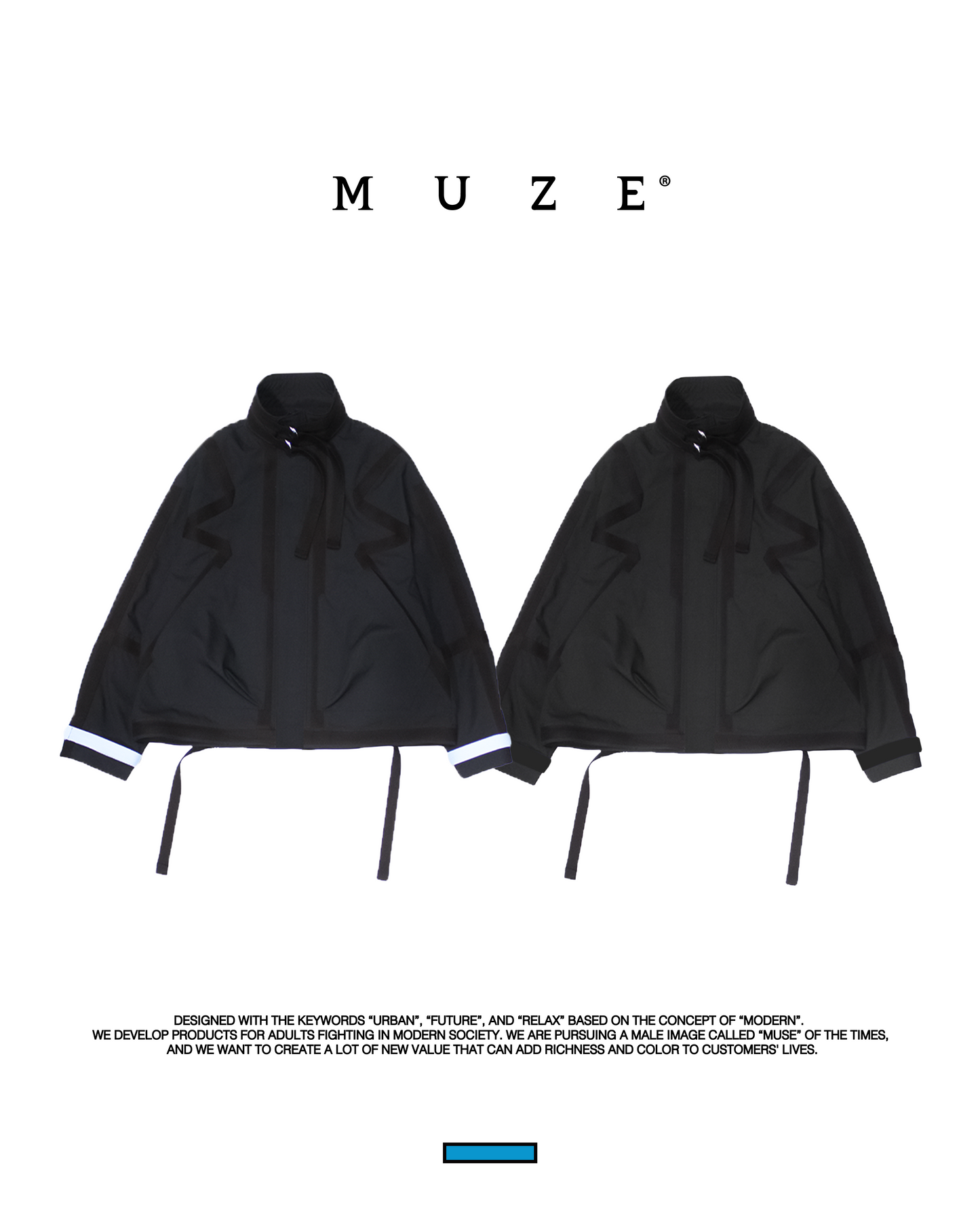 MUZE®︎ TURQUOISE LABEL -【BELTED M-65 WIDE BLOUSON(BLACK×BLACK)】ミューズ ベルテッド ワイド ブルゾン ブラック