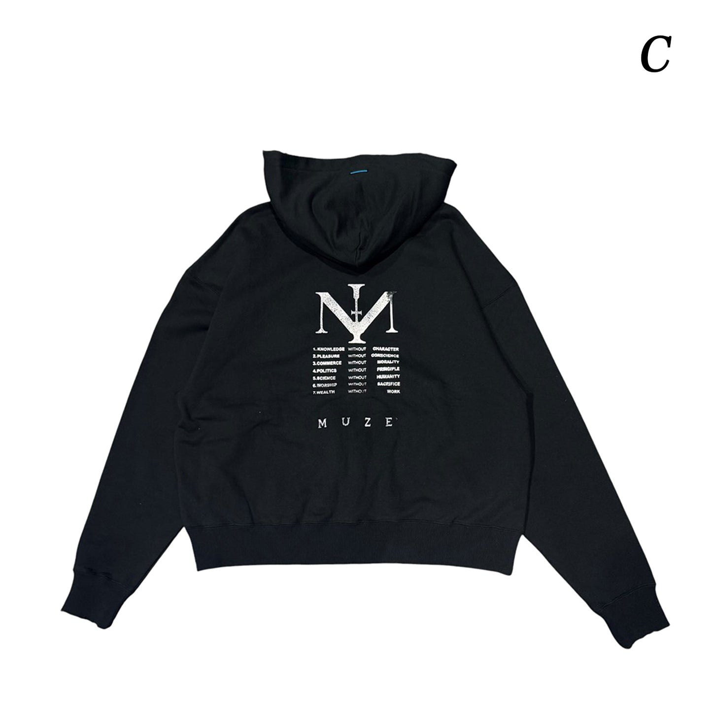 MUZE®︎ -【× MINUS Point Zero part.3 GRAPHIC ZIP HOODIE】ミューズ マイナス ポイントゼロ パート3 グラフィック ジップ フーディー ピグメント ブラック