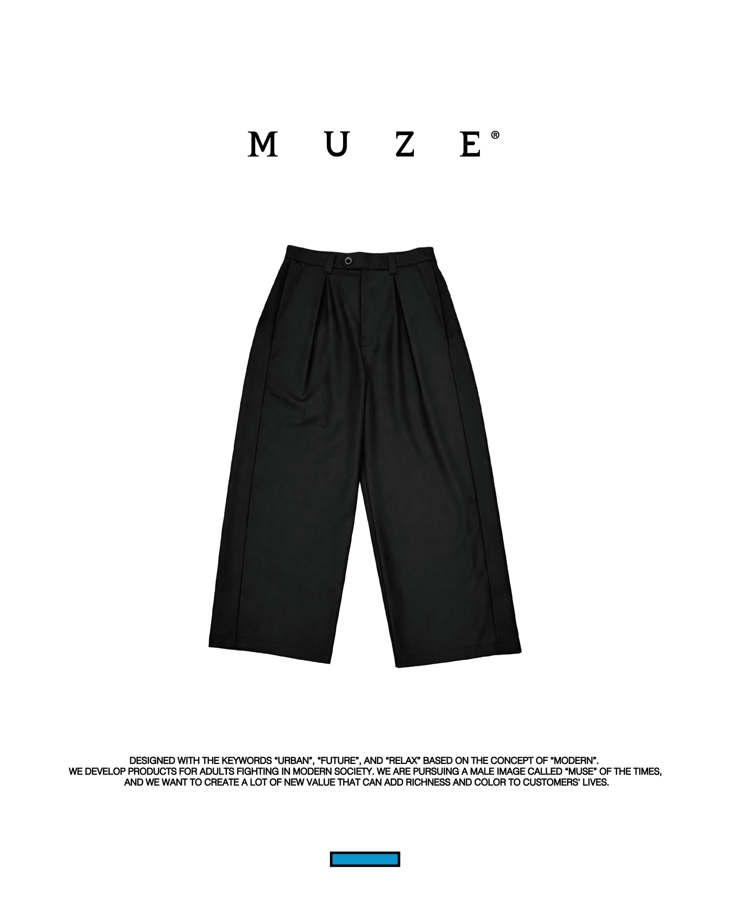 【予約商品】MUZE TURQUOISE LABEL - MUZE® PEACE WIDE SLACKS(BLACK)ミューズ ピース ワイド スラックス ブラック