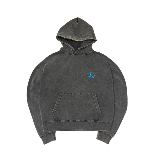 MUZE®︎ TURQUOISE LABEL - 【MUZE® ACID EMBROIDERY STONE BIOBLEACH WIDE SWEAT HOODIE】ミューズ アシッド 刺繍 ストーン バイオブリーチ ワイド スウェット フーディ