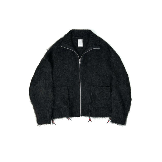 FACCIES -【SHAGGY DRIVERS KNIT JACKET(BLACK)】ファッチーズ シャギー ドライバーズ ニット ブラック