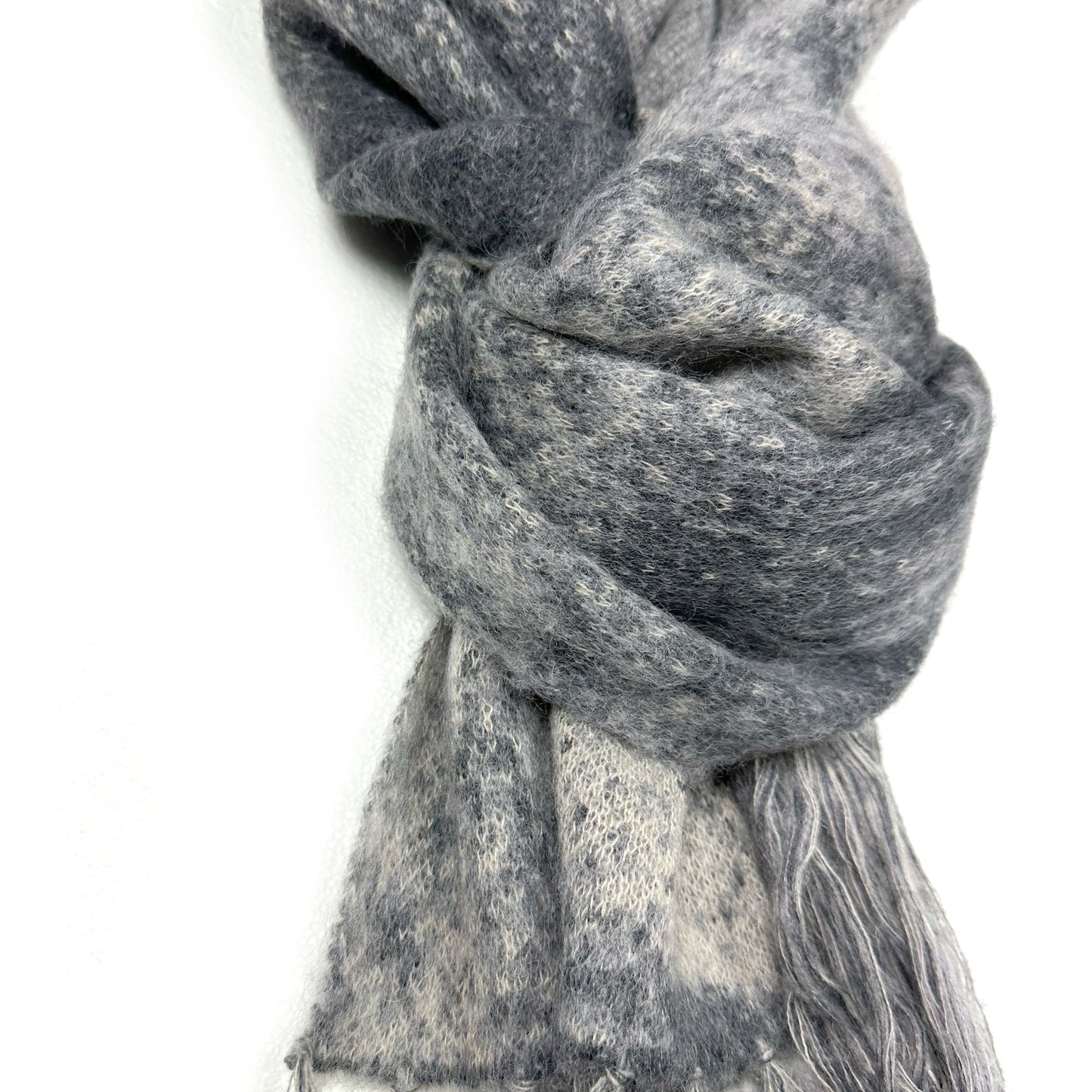 FACCIES - RUSTY JACQUARD MOHAIR KNIT STOLE(GRAY) ファッチーズ ジャガード モヘア ニット ストール グレー