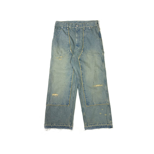 FACCIES - FADED DOUBLE KNEE PAINTER WIDE PT(INDIGO) ファッチーズ ダブルニー ペインターパンツ インディゴ