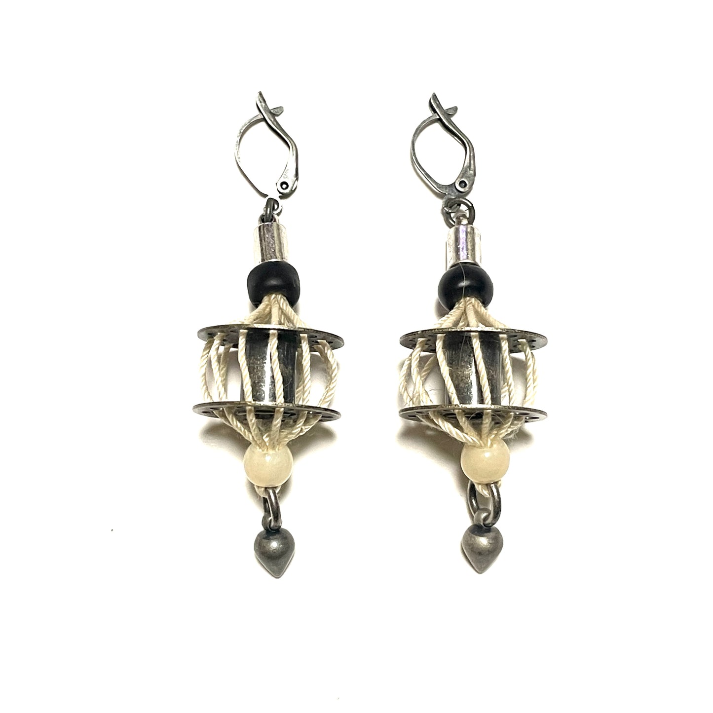 受注 / GARA -【BASKET PIERCE / EARRINGS (BEIGE×SILVER)】