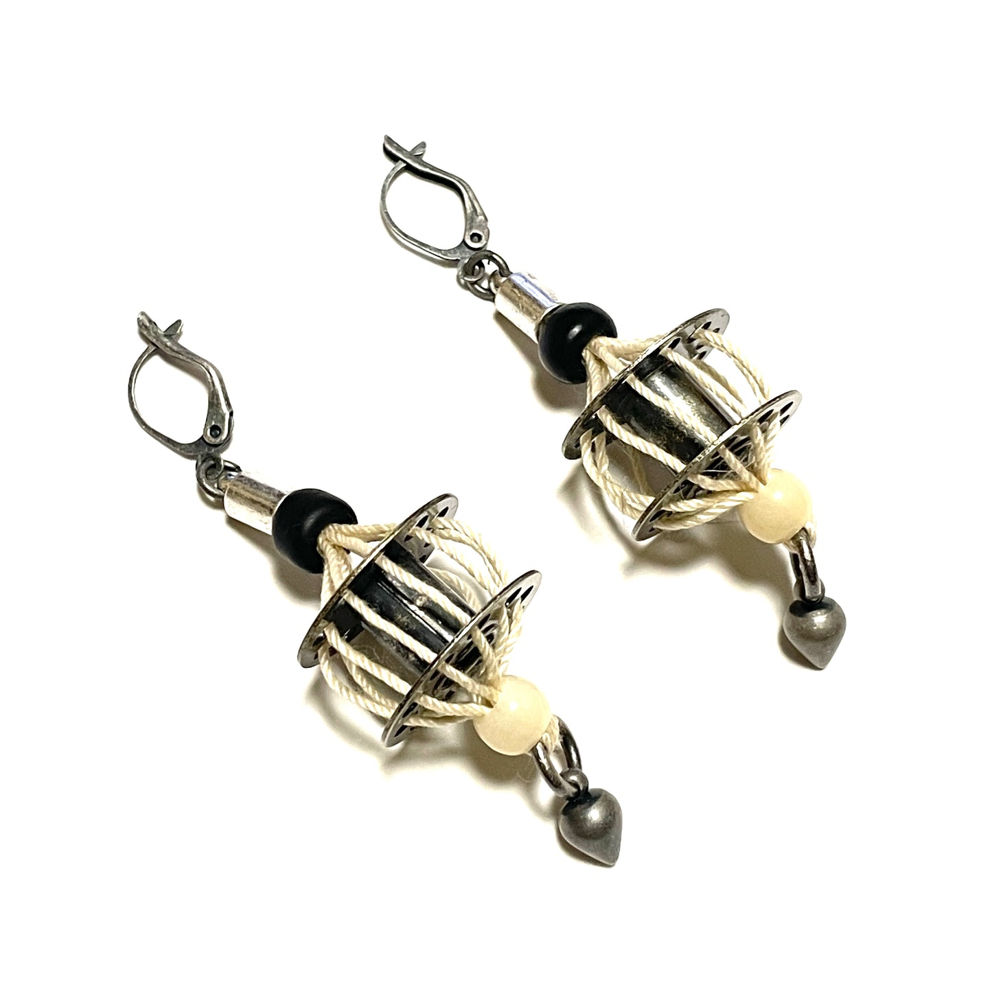 受注 / GARA -【BASKET PIERCE / EARRINGS (BEIGE×SILVER)】