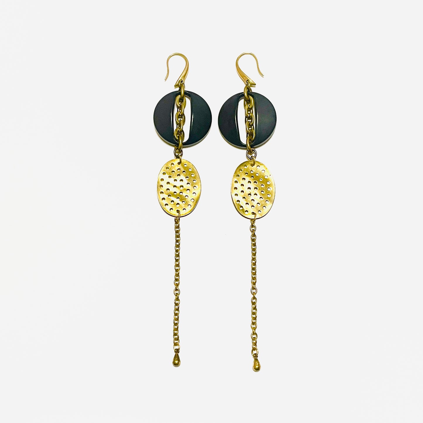 受注 / GARA -【DEWDROP PIERCE / EARRINGS(BLACK×GOLD)】