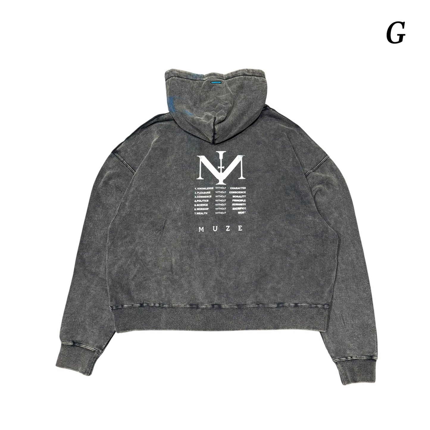 MUZE®︎ -【× MINUS Point Zero part.3 GRAPHIC ZIP HOODIE】ミューズ マイナス ポイントゼロ パート3 グラフィック ジップ フーディー ピグメント ブラック