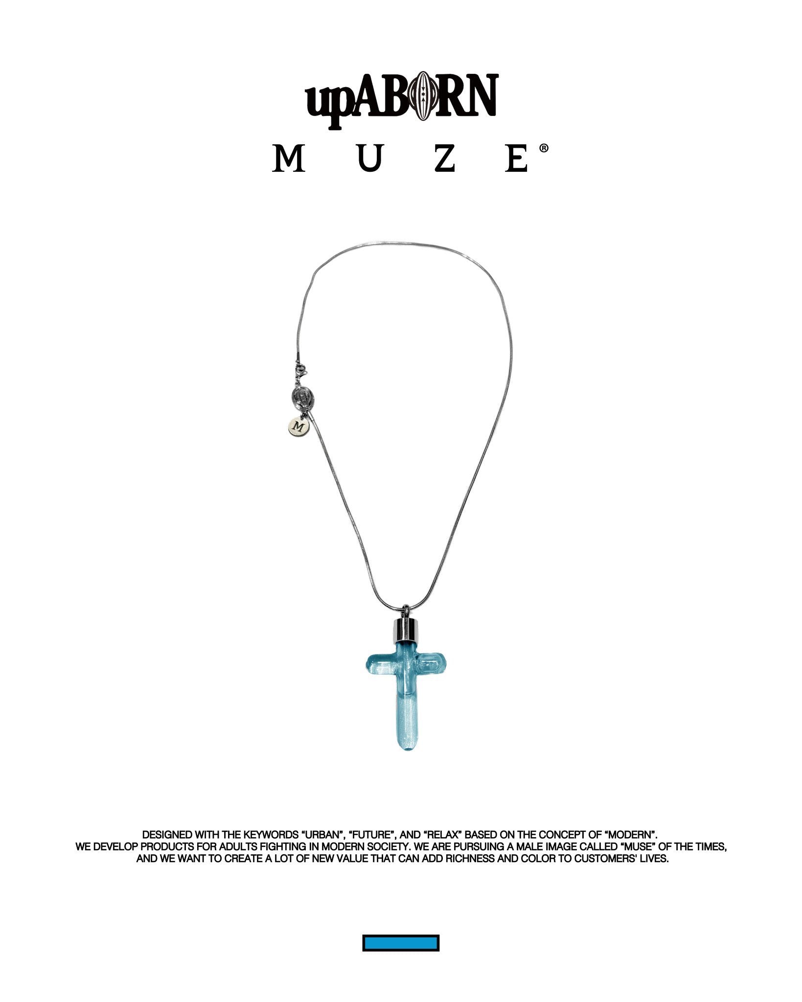 MUZE® × upABORN 【OXYMEL BLUE PERFUME CROSS NECKLACE(SILVER