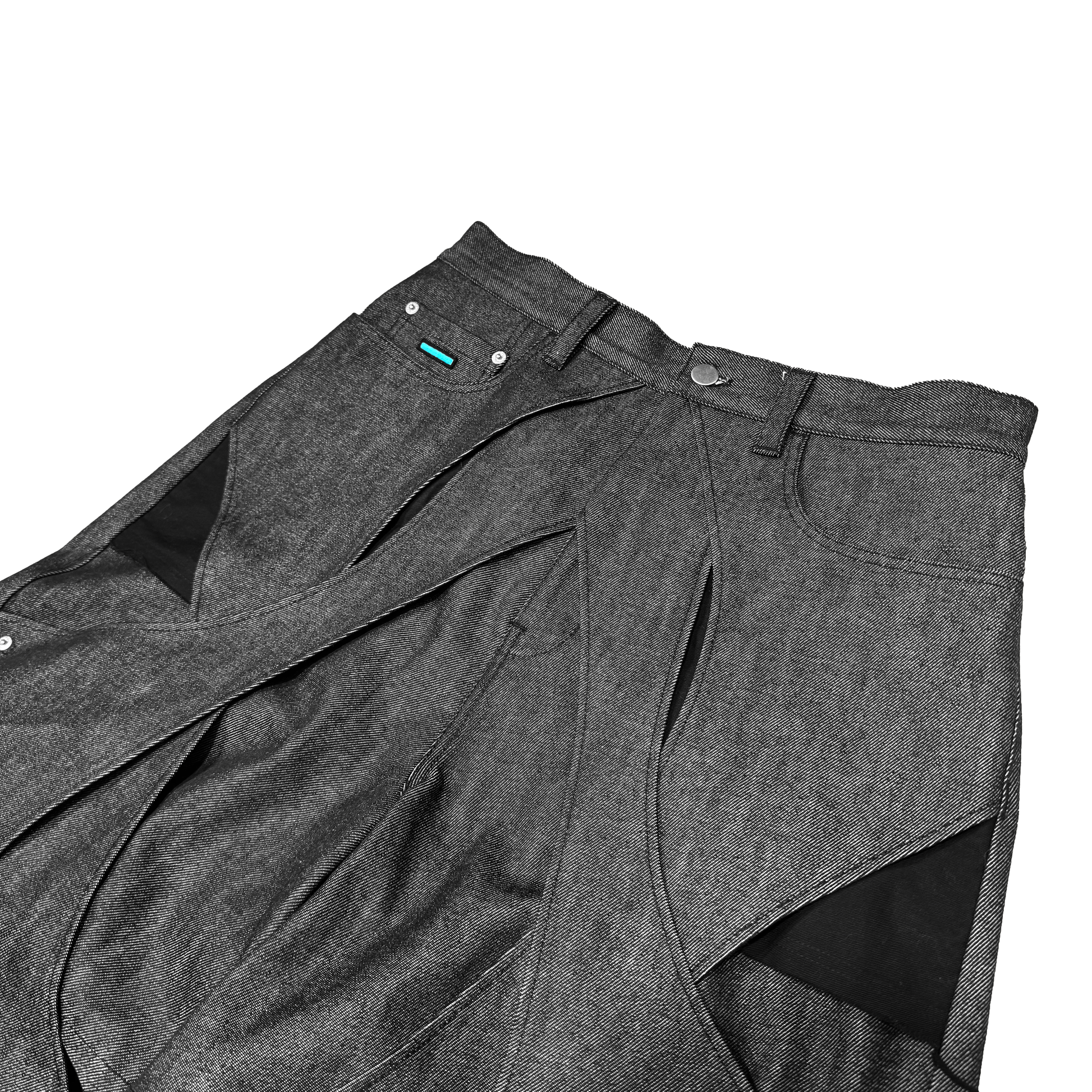 MUZE®︎ TURQUOISE LABEL -【RIDGED DENIM CROSS WIDE TROUSERS(BLACK
