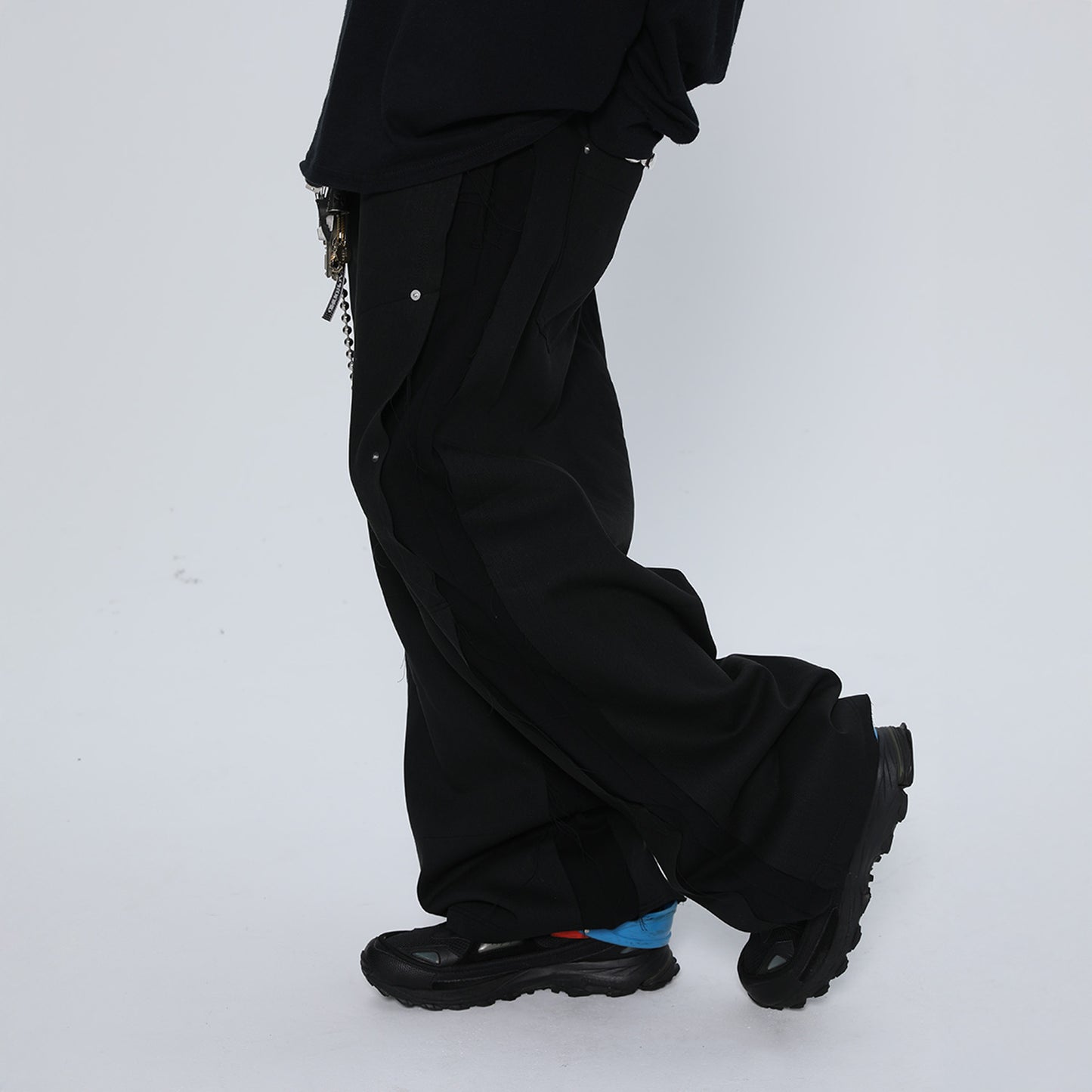 MUZE TURQUOISE LABEL -【SWEAT DOCKING DENIM TROUSERS(BLACK)】 ミューズ スウェット ドッキング デニム トラウザー ブラック