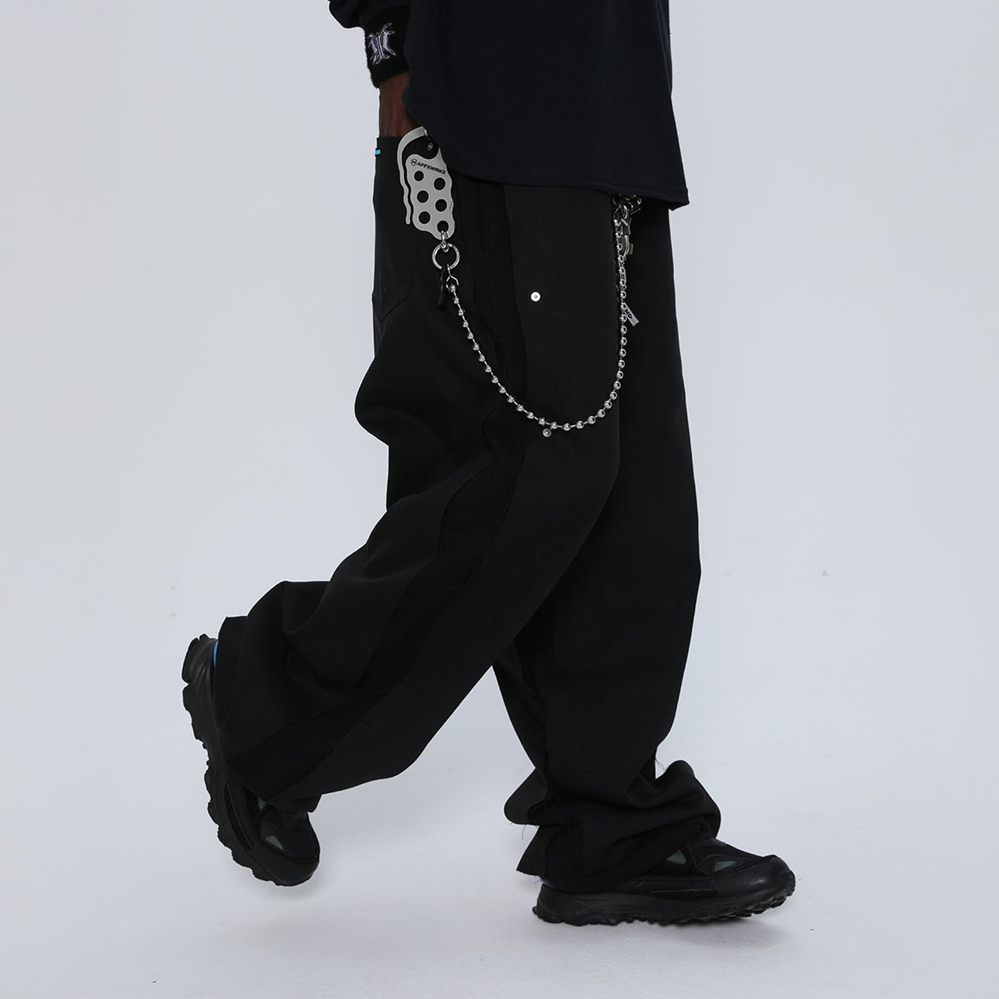 MUZE TURQUOISE LABEL -【SWEAT DOCKING DENIM TROUSERS(BLACK)】 ミューズ スウェット ドッキング デニム トラウザー ブラック