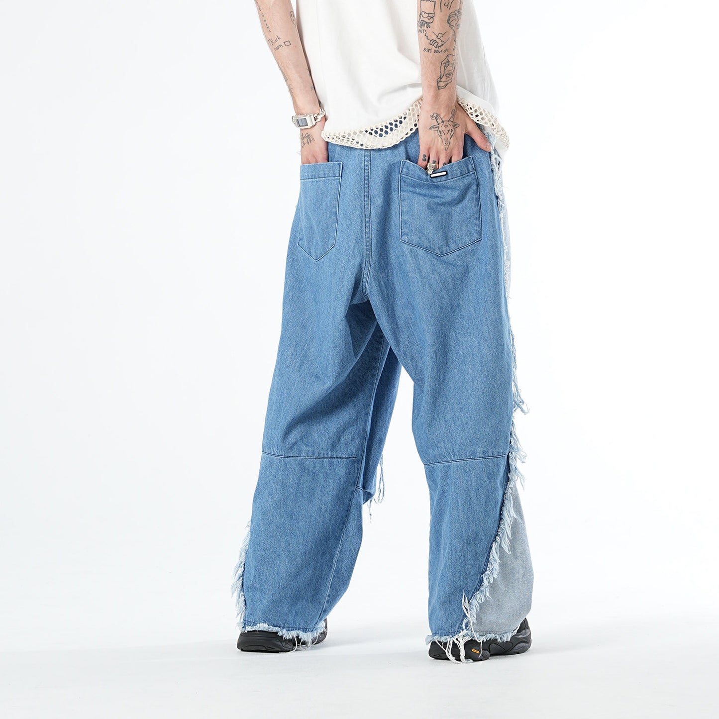 MUZE TURQUOISE LABEL - SWITCHING INDIGO DENIM CARVE PANTS(INDIGO) ミューズ 切り替え デニム パンツ インディゴ